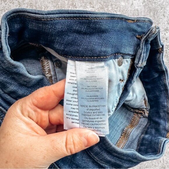 Good American Good Waist Dark Wash High Rise Distressed Skinny Jean Size 4/27 - Picture 6 of 7